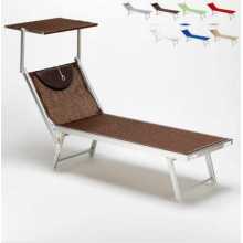 SANTORIN - Professional sun lounger in aluminum three positions with sunshade, sea, beach