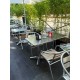 Q60 - TAVOLO IN ALLUMINIO QUADRATO CON GAMBA CENTRALE A 4 PIEDI PER BAR, RISTORANTE, PISCINA, HOTEL, ALBERGO