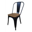 Metal Wood - Industrial style chair imitation Tolix color Matt black wooden seat for home, bar, restaurant, catering, hotel