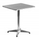 Q70 - TAVOLO IN ALLUMINIO QUADRATO CON GAMBA CENTRALE A 4 PIEDI TOP 70X70CM PER BAR, RISTORANTE, PISCINA, HOTEL, ALBERGO