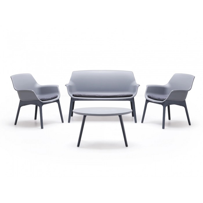 LUXOR – LOUNGE SET DESIGN Bica Italy 4-Seater Outdoor Polypropylene Set with Sofa, 2 Armchairs, 1 Coffee Table and Cushions