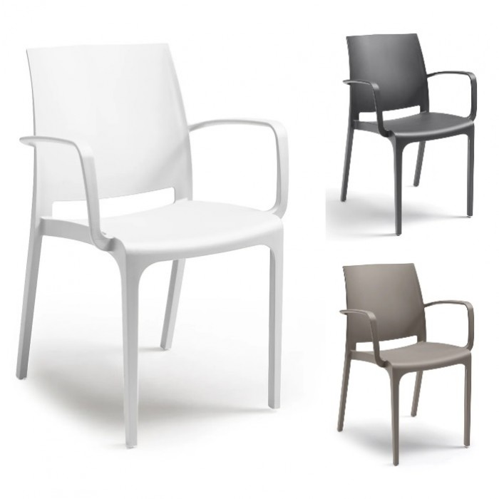 VOLGA ARMCHAIR - Stackable Polypropylene/Fiberglass Armchair (BICA ITALY) for Bar, Restaurant, and Pizzeria