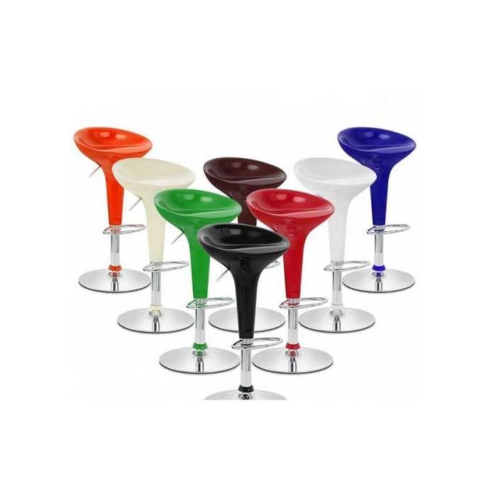 IRIS - Sgabello bar in plastica ABS gamba cromata per casa, ufficio, bar, ristorante, hotel