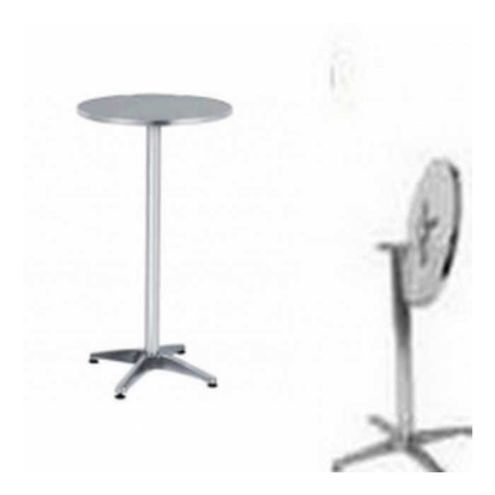 R60-AP -Round aluminium table with central leg  diam. 60x100, foldable top for bar, restaurant ,pool, hotel