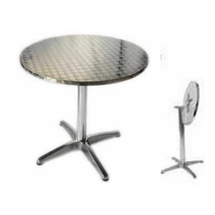 R70-P Round aluminium table with central leg  4 legs diam. 70, foldable top, for bar, restaurant ,pool, hotel